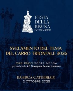 Il 2 ottobre Festa della Bruna tutto l’anno. Svelamento tema del carro 2026